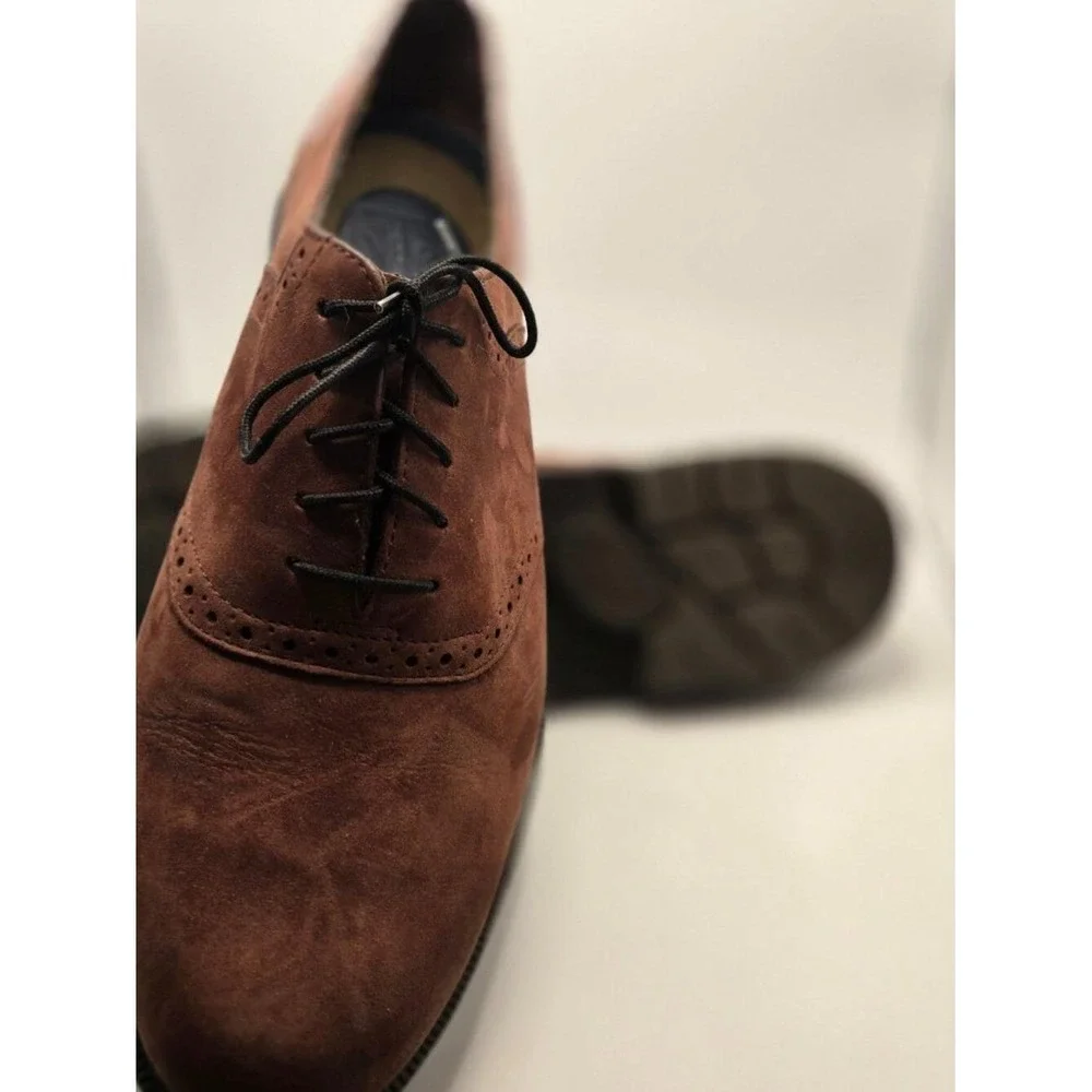 Dockers Oxford Shoes Mens 10.5M Brown Suede Brogue Lace Up Dress Casual (S6)